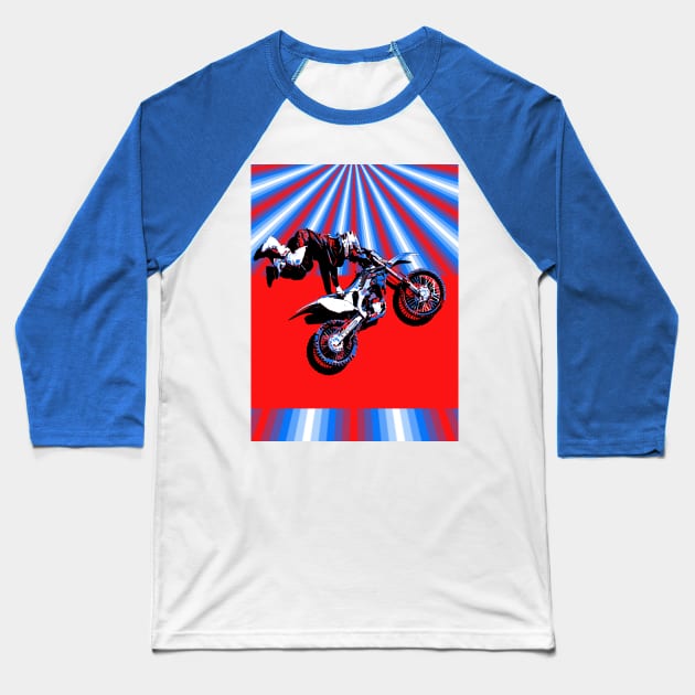 Retro Motocross Rider Design Baseball T-Shirt by Highseller